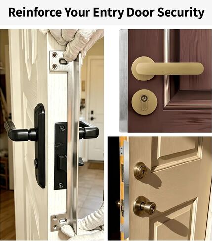 Heavy Duty Door Latch Guard Plate - 11" Silver Stainless Steel Security Plate with Offset Cover for Outswing Doors, Anti-Pry Shield for Deadbolt Knob, Commercial Door Reinforcement (1 Pack) in Saudi Arabia