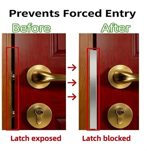 Heavy Duty Door Latch Guard Plate - 11" Silver Stainless Steel Security Plate with Offset Cover for Outswing Doors, Anti-Pry Shield for Deadbolt Knob, Commercial Door Reinforcement (1 Pack) in Saudi Arabia
