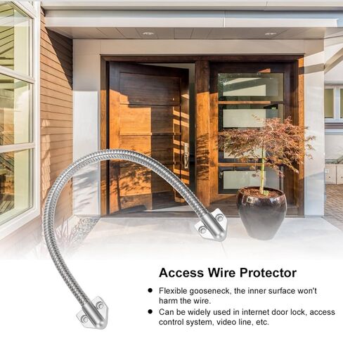 2Pcs Door Loop, Stainless Steel Door Wire Conduit, 12mm Diameter Gooseneck Flexible Electrical Conduit, 400mm Long Tube Access Control Cable Protector Exposed Mounting Sleeve in Kuwait