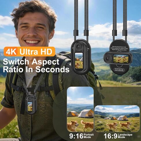 كاميرا الجسم الصغيرة بدقة 4K مع تسجيل الصوت والفيديو، وكاميرا الحركة الإبهام الصغيرة مع شاشة مقاس 1.5 بوصة، ونظام EIS بستة محاور، وواي فاي + بلوتوث، ومشبك محمول على كاميرا POV يمكن ارتداؤها لخوذة الدراجات النارية، والرياضة، والحيوانات الأليفة in Kuwait