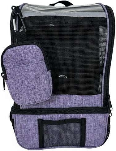 Portable Carrier Bag with Multiple Pockets Mesh Design Comfortable Shoulder Straps Detachable Pouch Suitable for Walking Shopping, Purple in Kuwait