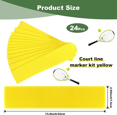 24 Pcs Court Line Marker Kit, Yellow Boundaries Markers Lines Set, Pickleball Court Lines Kit for Tennis Basketball Volleyball Badminton Pickleball Net Courts Outdoor or Indoor Training in Kuwait