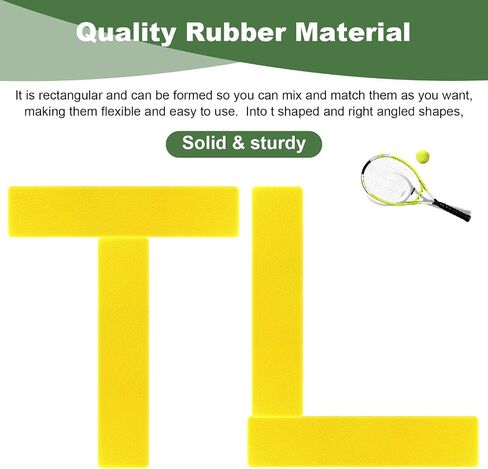 24 Pcs Court Line Marker Kit, Yellow Boundaries Markers Lines Set, Pickleball Court Lines Kit for Tennis Basketball Volleyball Badminton Pickleball Net Courts Outdoor or Indoor Training in Kuwait