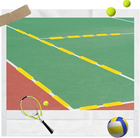 24 Pcs Court Line Marker Kit, Yellow Boundaries Markers Lines Set, Pickleball Court Lines Kit for Tennis Basketball Volleyball Badminton Pickleball Net Courts Outdoor or Indoor Training in Kuwait