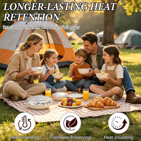 50 PCS Reusable Aluminum Foil Food Covers,TinFoil Bowl Covers with Elastic,Heat-Insulating, Freshness-Preserving, Thickened Heat-Resistant Materialfor cooking, food storage, and trave in Kuwait