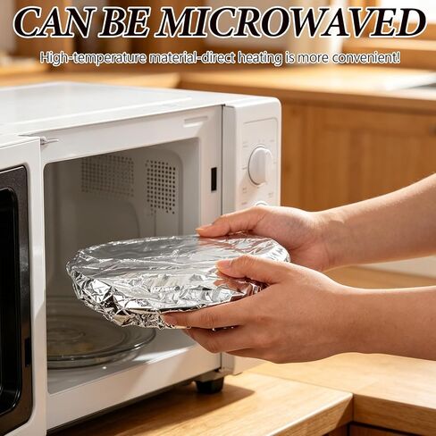 50 PCS Reusable Aluminum Foil Food Covers,TinFoil Bowl Covers with Elastic,Heat-Insulating, Freshness-Preserving, Thickened Heat-Resistant Materialfor cooking, food storage, and trave in Kuwait