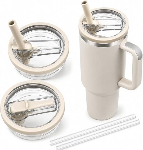 2 حزمة 40oz بهلوان مقاوم للتسرب الوجه القش StanleyLid استبدال بهلوان التبريد، غطاء بهلوان مقاوم للتسرب والرذاذ، قابلة لإعادة الاستخدام 40oz كأس ستانلي الملحقات استبدال أغطية ستانلي تسرب in Kuwait