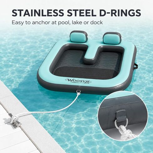 2 Person Inflatable Water Hammock,Tanning Pool Floats for Adults,Heavy Duty Drop-Stitch with Mesh Bottom&Backrests,Sunchill Float,Inflatable Floating Island for Lake,Ocean, River & Pool Party in Kuwait