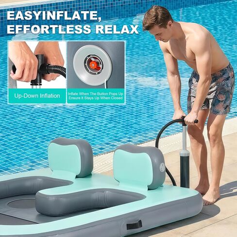 2 Person Inflatable Water Hammock,Tanning Pool Floats for Adults,Heavy Duty Drop-Stitch with Mesh Bottom&Backrests,Sunchill Float,Inflatable Floating Island for Lake,Ocean, River & Pool Party in Kuwait