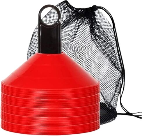 Set of 50 Agility Soccer Cones with Carry Bag Logo Disc and Holder for Training Football Sports Field Cone Markers for Soccer Practice Equipment,Basketball in Kuwait