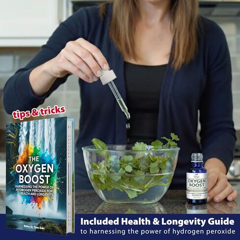 Nature�s Oxygen Food Grade Hydrogen Peroxide 12% Solution Pint with 2 fl oz Dropper and The Oxygen Boost Book, H?O? & Water, Made in USA in Saudi Arabia