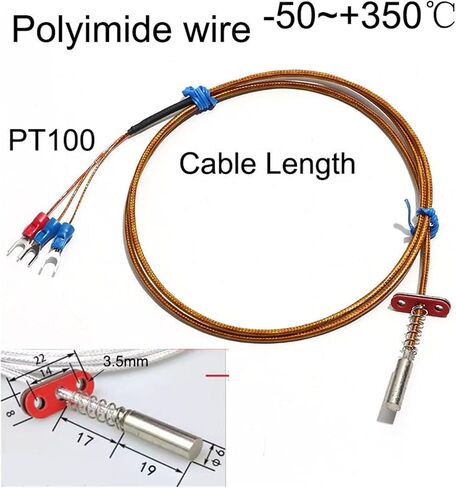 1PC PT100 Plate-Type End-face Thermal Resistance WZPM-201 Temperature Probe Sensor PTFE Waterproof Wire(Polyimide Wire 1M) in Kuwait