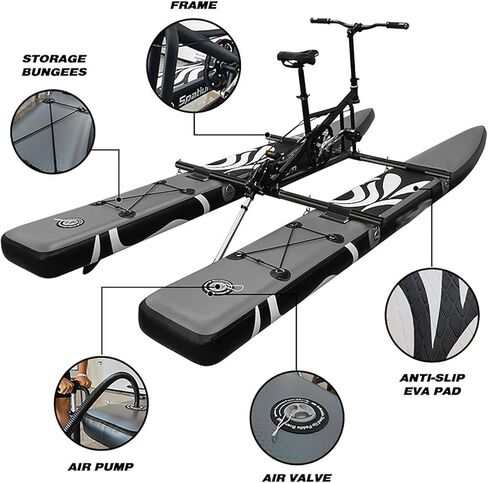 SUP Water Bike, Inflatable Pedal Boat, 130 kg Weight Capacity, EVA Material, Adjustable Handlebars, for Water Sports & Fishing in Kuwait