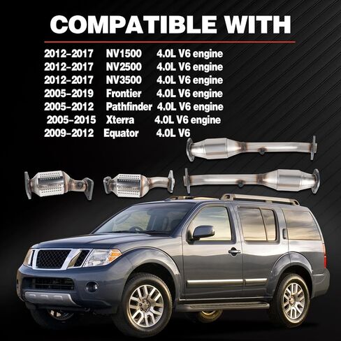 مجموعة المحول الحفاز المتوافقة مع Frontier 2005-2019، NV1500/NV2500/NV3500 2012-2017، Xterra 2005-2015، Pathfinder 2005-2012، Equator 2009-2012 V6 4.0L، OE: 16468 644091 40710 متوافق مع وكالة حماية البيئة in Kuwait