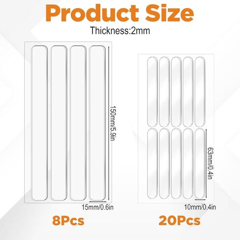 28 Pcs Clear Cabinet Door Bumpers, Wall Protector from Furniture Clear Bumpers for Cabinets Door Bumper Silicone Strips, Rubber Bumper Self Adhesive Anti-Collision Pads for Cabinets, Doors, Toilets in Kuwait