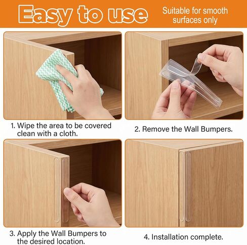 28 Pcs Clear Cabinet Door Bumpers, Wall Protector from Furniture Clear Bumpers for Cabinets Door Bumper Silicone Strips, Rubber Bumper Self Adhesive Anti-Collision Pads for Cabinets, Doors, Toilets in Kuwait