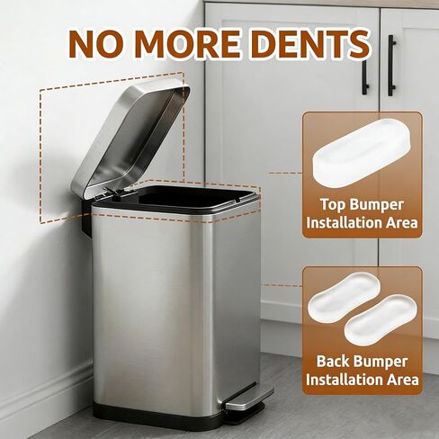 10-Pack Transparent Silicone Wall Protector for Trash Can, Peel and Stick Scuff Guard for Lid and Body, 2 Sizes Fit Round and Square Cans, Wall and Cabinet Protection for Home Kitchen and Office Use in Kuwait