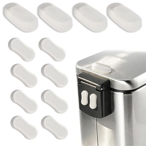 12 Pack Silicone Trash Can Bumpers, Clear Wall Protector Behind Can, Peel and Stick Scuff Guard to Protect Walls & Cabinets from Lid/Body Damage, 2 Sizes for Round & Square Cans in Kuwait