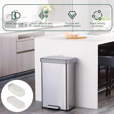 12 Pack Silicone Trash Can Bumpers, Clear Wall Protector Behind Can, Peel and Stick Scuff Guard to Protect Walls & Cabinets from Lid/Body Damage, 2 Sizes for Round & Square Cans in Kuwait