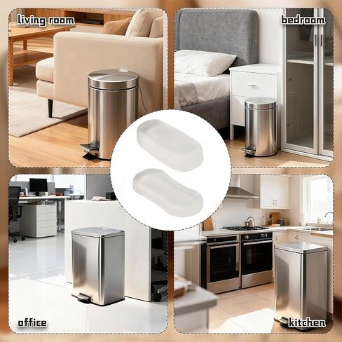 12 Pack Silicone Trash Can Bumpers, Clear Wall Protector Behind Can, Peel and Stick Scuff Guard to Protect Walls & Cabinets from Lid/Body Damage, 2 Sizes for Round & Square Cans in Kuwait