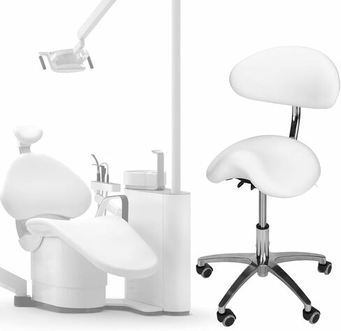 Multi-Functional Saddle Stool with Wheels Saddle Tilting Stool Rolling Chair with Back Support 16.93-21.65in Height for Salon Beauty Clinic Dentist Tattoo Home Office in Kuwait