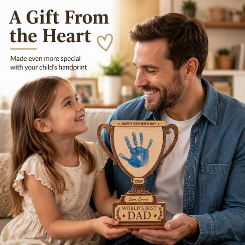 Father’s Day Crafts for Kids Wooden Trophy, DIY Dad Handprint Keepsake Craft for Dad, Personalized Father’s Day Gift from Kids Toddlers, Dad Custom Gifts from Daughter Son in Kuwait