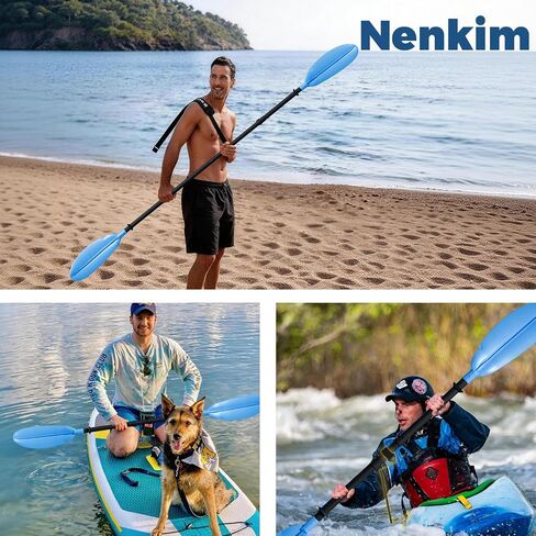 Adjustable Kayak Paddle, Lightweight Floating Oar Durable Floating Kayaking Oars Safety Rope with Stainless Steel Lock Buckle for Outdoor Kayaking Canoeing Fishing Boating. in Kuwait