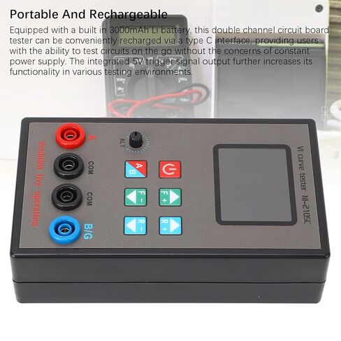 جهاز اختبار منحنى WALFRONT VI، جهاز اختبار لوحة دوائر كهربائية مزدوجة القناة مع شاشة ملونة، 18 إعداد تردد و9 مستويات مقاومة، بطارية ليثيوم قابلة لإعادة الشحن 3000 مللي أمبير في الساعة لتحليل الدوائر in Kuwait