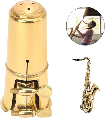 Tenor Saxophone Mouthpiece Cap & Clip Set - with Mouthpiece, Ligature Copper Replacement Parts for Saxophone Accessories,Metal in Kuwait