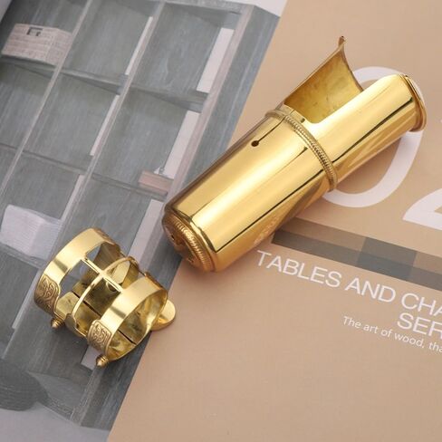 Tenor Saxophone Mouthpiece Cap & Clip Set - with Mouthpiece, Ligature Copper Replacement Parts for Saxophone Accessories,Metal in Kuwait