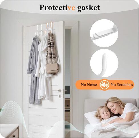 FYY 2 PCS Over the Door Hooks, Heavy Duty Double Hanger with Non-Slip Pads, No-Drill Metal Hook for Hanging Coats Towels Robes Closet Bathroom Bedroom, Fits 1.45 Inch Door Thickness, 5.12" Long, White in Kuwait