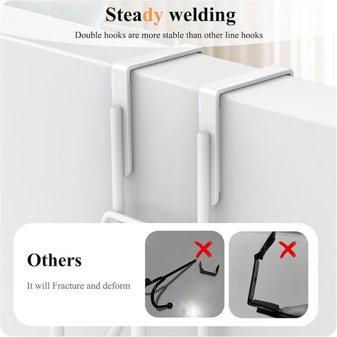FYY 2 PCS Over the Door Hooks, Heavy Duty Double Hanger with Non-Slip Pads, No-Drill Metal Hook for Hanging Coats Towels Robes Closet Bathroom Bedroom, Fits 1.45 Inch Door Thickness, 5.12" Long, White in Kuwait