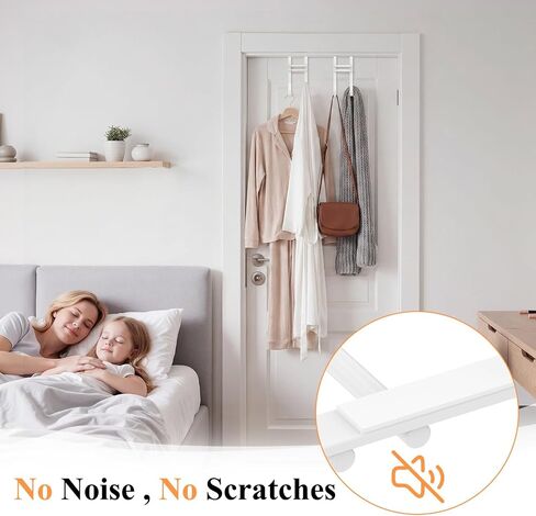 FYY Over the Door Hooks, No Assembly Required 2 PCS Double Hanger Heavy Duty Metal Towel Rack with Soft Pads, Organizer for Coat, Bag, Robe-Fits Bathroom, Closet Dorm Up to 1 1/2", 5.11" Long, White in Kuwait
