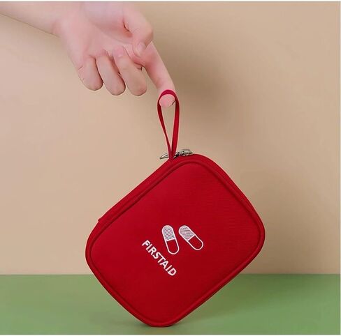 Mini Travel Pill Pocket Outdoor Portable First Aid Kit Empty Small Medical Bag Family Emergency Medical Kit Waterproof Oxford Zipper Pouch Hiking Survival Supplies (Green) in Kuwait