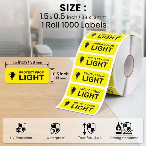 1000 PCS Protect from Light Labels 1.5 x 0.5 Inches Medical Healthcare Label Bright Yellow Pharmacy Labels in Kuwait