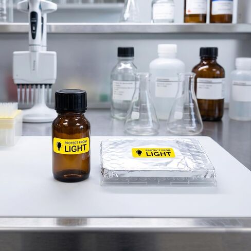 1000 PCS Protect from Light Labels 1.5 x 0.5 Inches Medical Healthcare Label Bright Yellow Pharmacy Labels in Kuwait