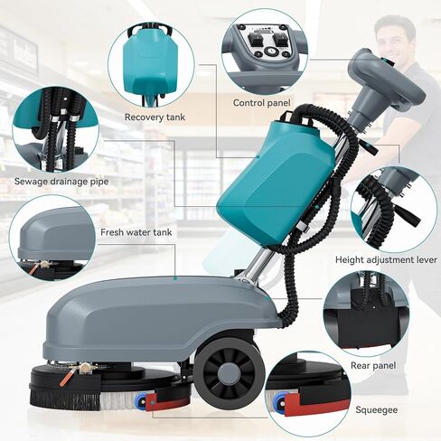 C5 15" Walk-Behind Commercial Floor Scrubber Machine, 500W Motor | 6 Gal Recovery Tank | 23" Suction Width | Brush Speed 200 RPM | 24,000 Sqft/h Coverage | Complete Set of Parts. in Kuwait