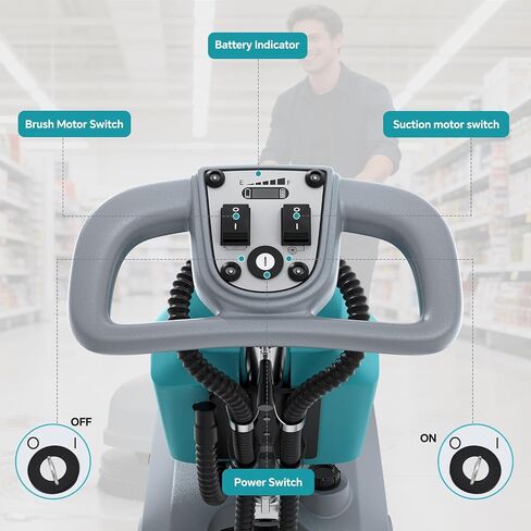 C5 15" Walk-Behind Commercial Floor Scrubber Machine, 500W Motor | 6 Gal Recovery Tank | 23" Suction Width | Brush Speed 200 RPM | 24,000 Sqft/h Coverage | Complete Set of Parts. in Kuwait