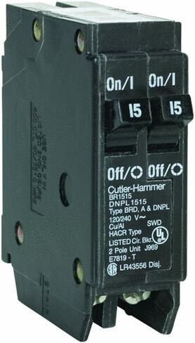 Eaton Corporation Br1515 Single Pole Tandem Circuit Breaker, 120V, 2-15-Amp in Kuwait