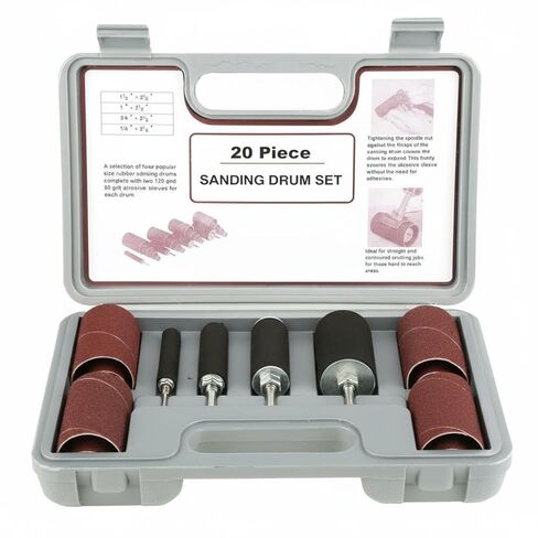 20 Pieces Sanding Drum Set Storage Case Drum Sander Kit Easy to Install Rotary Tool Sanding Drums for Drill Press in Kuwait
