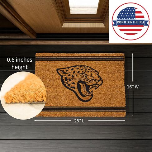 ممسحة أرجل من Team Sports America NFL Jacksonville Jaguars Jaguars Coir، 28 × 16 in Kuwait