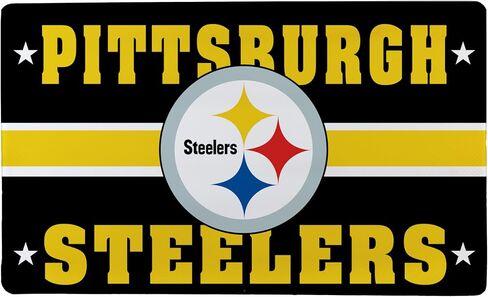 NFL Pittsburgh Steelers حصيرة مدخل داخلية، 30 بوصة × 18 بوصة سجادات وسجاد مطبخ مضادة للتعب، ظهر غير قابل للانزلاق، حصيرة راحة مريحة مقاومة للماء من PVC للمدخل، المطبخ، كهف الرجال، المكتب، المغسلة، الغسيل in Kuwait