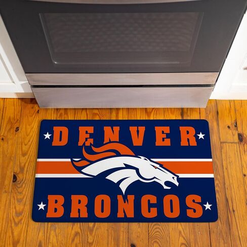 NFL Denver Broncos حصيرة مدخل داخلية، 30 بوصة × 18 بوصة سجادات وسجاد مطبخ مضادة للتعب، ظهر غير قابل للانزلاق، حصيرة راحة مريحة مقاومة للماء من PVC للمدخل، المطبخ، كهف الرجال، المكتب، المغسلة، الغسيل in Kuwait