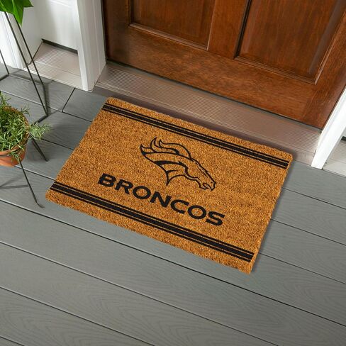 Denver Broncos Coir Door Mat, Indoor and Outdoor Entryway, 28 x 16 Inches, Non Slip Back, Welcome Floor Mats, Muddy Dog Paws, Weather-Resistant Front Door Entrance Home Décor in Kuwait