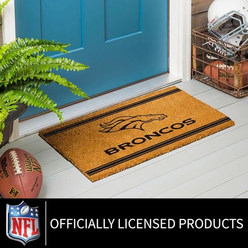 Denver Broncos Coir Door Mat, Indoor and Outdoor Entryway, 28 x 16 Inches, Non Slip Back, Welcome Floor Mats, Muddy Dog Paws, Weather-Resistant Front Door Entrance Home Décor in Kuwait