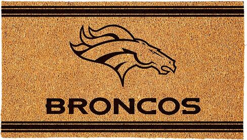 Denver Broncos Coir Door Mat, Indoor and Outdoor Entryway, 28 x 16 Inches, Non Slip Back, Welcome Floor Mats, Muddy Dog Paws, Weather-Resistant Front Door Entrance Home Décor in Kuwait