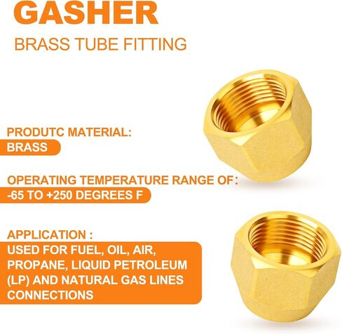 GASHER 10 قطعة من النحاس SAE 45 درجة تركيب أنبوب مضيئة، 3/8 بوصة صامولة مضيئة تكييف الهواء أنبوب نحاسي تمديد بعقب أنبوب نحاسي صامولة مضيئة in Kuwait