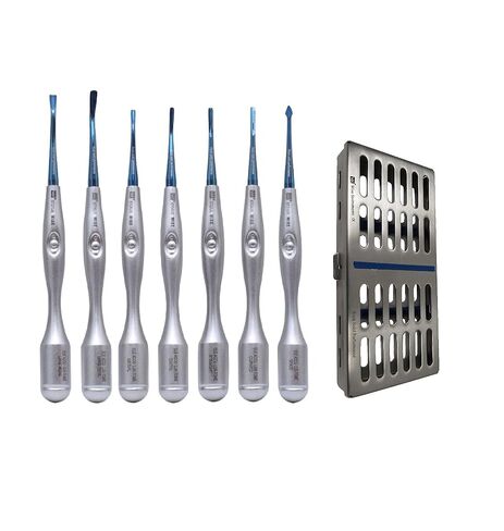Wise Dental Luxating Elevator & Periotome Set – 8-Piece Surgical Root Elevator Kit with Stainless Steel Cassette, PDL & Proximator Elevators in Kuwait