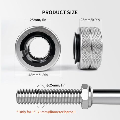 PROIRON Barbell Clamps 1 Inch（Pair)，Anti-Loosening Spin-Lock Barbell Clips & Collars for Secure Weightlifting & Powerlifting - Weight & Olympic Barbell Clips for Bars in Kuwait