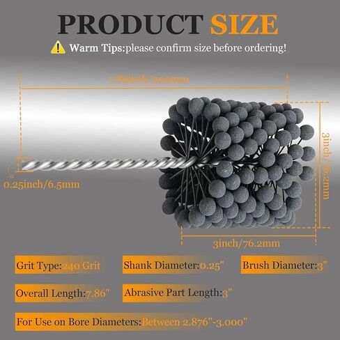 3 Inch Cylinder Hone Ball Brush – 240 Grit Silicon Carbide, Flexible Honing Tool for Deburring & Cross-Hatching, Ideal for Honing Cast Iron, Steel, and Stainless Steel Engine Cylinders in Kuwait